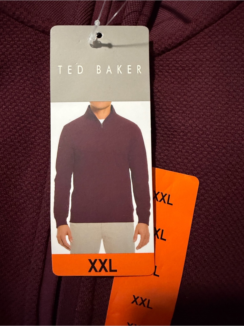 Ted Baker Men's Maroon Zip-Neck Sweater